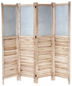 Paraván Shabby vintage D27, drevo / plech - 170 x 160 cm - Hnedá