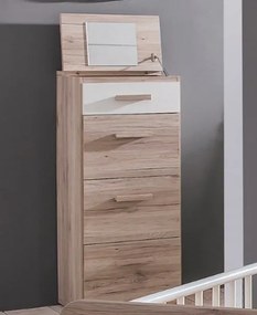 Komoda s výklopným zrkadlom Cariba, dub san remo/biela