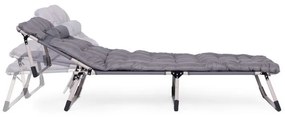 Polohovateľné skladacie lehátko s poduškou sivej farby