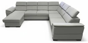 Rozkladacia sedacia súprava s univerzálnym rohom do U s úložným priestorom GRANADA svetlosivá