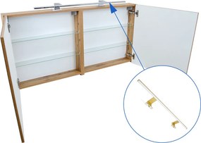 Comodo Zrkadlová skrinka Ideal OW 120 ZS LED-G s osvetlením Any LED 80 G, zlatá