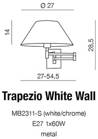Moderné svietidlo AZZARDO TRAPEZIO biela/chróm AZ1542