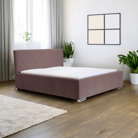 Čalúnená posteľ s úložným priestorom a matracom LEKS Růžový 140 x 200 cm