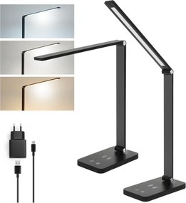 BRILAGI - LED stmievateľná dotyková stolová lampa s bezdrôtovým QI nabíjaním LED/7W/5V 3000/4000/6000K čierna