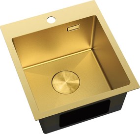 Mexen Solix, 1-komorový nerezový drez 400 x 450 mm, brúsená zlatá, vzor voština, 6401401000-55HC
