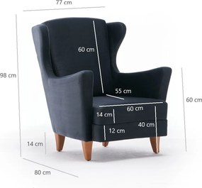 Křeslo Lola samet antracitové