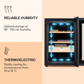 Klarstein El Presidente 37, humidor na cigary, 37 l, 2 zásuvky, 1 priehradka z cédrového dreva