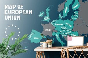 Samolepiaca tapeta náučná mapa s názvami krajín EÚ - 300x200