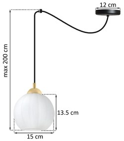 Závesné svietidlo Costa Spider, 1x biele sklenené tienidlo, b/g