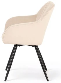Sada dvoch jedálenských stoličiek TURNO zamatové, béžové / čierne nohy (2 ks)