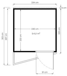Drevený záhradný domček Bertilo Concept Office antracit 234x225 cm