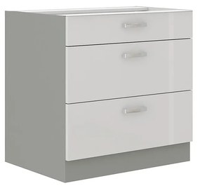 Dolná skrinka so zásuvkami Multiline 80 D 3S BB, Farby: šedý / biely lesk