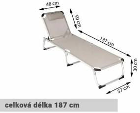 Záhradné skladacie ležadlo s vankúšom - sivé