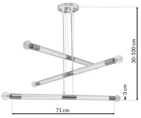 Luster na lanku BASTONE WHITE 6xE14/40W/230V