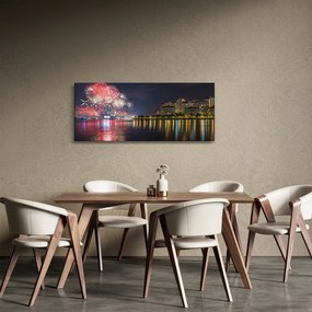 Obraz ohňostroja v Singapure (120x50 cm)
