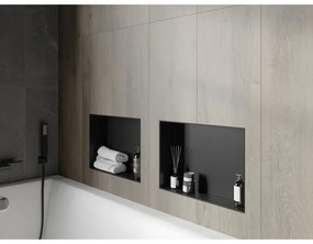Mexen X-Wall-NR, polička na zapustenie pod obklad bez goliera 45 x 30 cm, čierna matná, 1971453010
