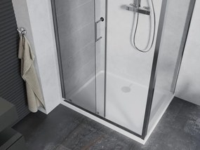 Mexen Apia, sprchový kút s posuvnými dverami 100 (dvere) x 70 (stena) cm, 6mm číre sklo, chrómový profil + slim sprchová vanička 5cm, 840-100-070-01-00-4010