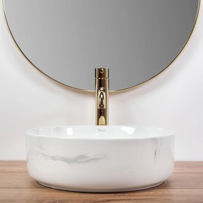 Rea Sami Nature Marble, umývadlo na dosku 360x360x115 mm, biela-imitácia kameňa, REA-U6606