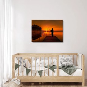 Sklenený obraz rybára (70x50 cm)