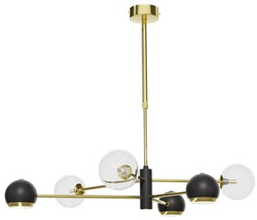 Jupiter 1967 - Luster na tyči MOKA 3xGU10/10W/230V + 3xG9/10W/230V zlatá/čierna/číra