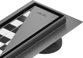 Mexen Flat 360° M13 sprchový žľab 2v1, 70 cm, brúsený grafit, 1E10070-40