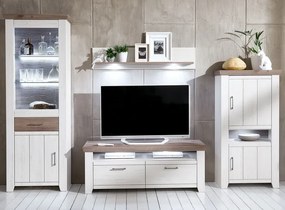 Obývacia stena Cruz, kombi, bielená pínia/šedý dub