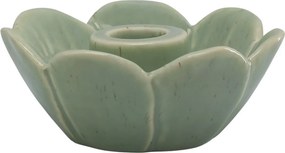 Zelený keramický svietnik v tvare kvetu Massy - Ø 10*4 cm
