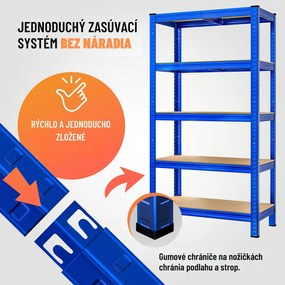 Regál s vysokou nosnosťou HEAVY, max. 875kg, 90x40x180cm, modrá Monzana