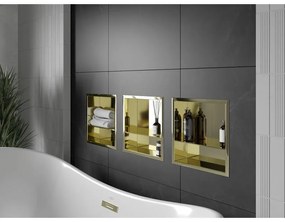 Mexen X-Wall-R, polička na zapustenie na obklad s golierom 30 x 30 cm, zlatá , 1950303010S