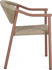 Červená/v prírodnej farbe kovová záhradná stolička Canarias – Bizzotto