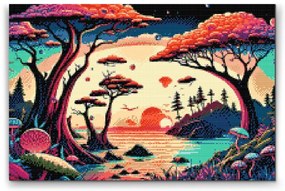 Gario Diamantové maľovanie Les plný húb Rozmery: 80 x 60 cm, Rámovanie: Iba zrolované plátno, Diamanty: Štvorcové