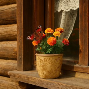 Obal keramický na kvety Flores retro, 14 x 13 cm, 14 cm
