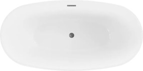 Mexen Eris, voľne stojaca vaňa 170 x 80 cm, biela, grafitový prepad, 53441708000-66