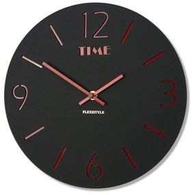 Dizajnové nástenné hodiny Slim Flex z111b-1mat-3-x, 30 cm, čierne matné