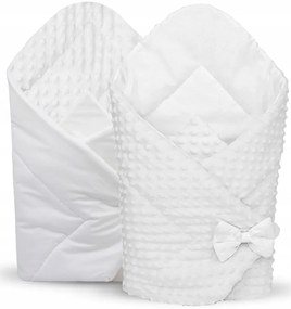 Obojstranná zavinovačka pre bábätká 80x80 cm BABYMAM PREMIUM - Snehovo biela s bielou Minky