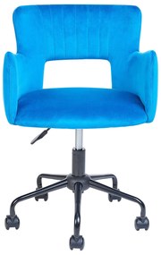 Zamatová kancelárska stolička modrá SANILAC Beliani