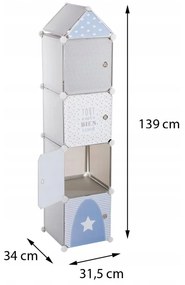 Atmosphera Créateur d'intérieur Detská úložná veža Atmosphera – 4 zásuvky, domčekový dizajn, ružová/sivá