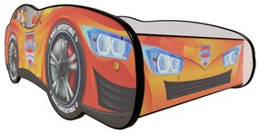 TOP BEDS Detská auto posteľ Racing Car Hero - Dogs Adventure oranžová 140cm x 70cm