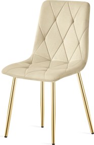 Svetlobežová zamatová jedálenská stolička LIBRA so zlatými nohami