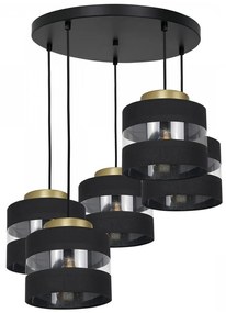 Luster na lanku HAVARD 5xE27/60W/230V čierna/mosadz okrúhly