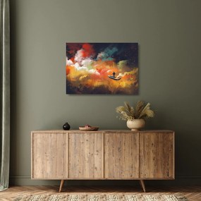 Sklenený obraz - Muž plaviace vesmírom (70x50 cm)