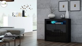 MILA 2D LED skrinka čierny / čierny lesk, obývacia izba