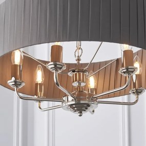 Endon 94397 - Luster na reťazi HIGHCLERE 6xE14/40W/230V šedá/lesklý chróm