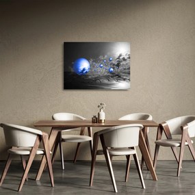 Sklenený obraz tmavo modrých gulí (70x50 cm)