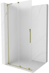 Mexen Velar L, posuvná sprchová zástena Walk-in 120 x 200 cm, 8mm sklo námraza, zlatá lesklá, 871-120-003-33-50