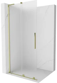 Mexen Velar L, posuvná sprchová zástena Walk-in 120 x 200 cm, 8mm sklo námraza, zlatá lesklá, 871-120-003-33-50