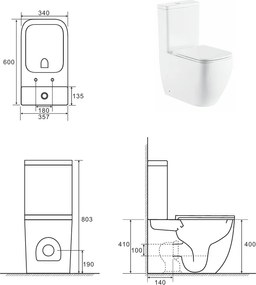 Cersanit Remo Square, hranaté kompaktné wc s WC sedadlom, vírivé splachovanie, biela lesklá, K3029-001