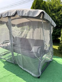 CH ZÁHRADNÁ HOJDAČKA S MOSKYTIÉROU 220 x 130 x 175 CM ŠEDÁ S FUNKCIOU LEŽANÍKA