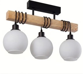 BRILAGI - Prisadený luster WOOD GLASS 3xE27/60W/230V borovica/čierna/biela