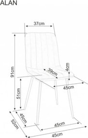 Tmavosivá jedálenská stolička ALAN B s čiernymi nohami